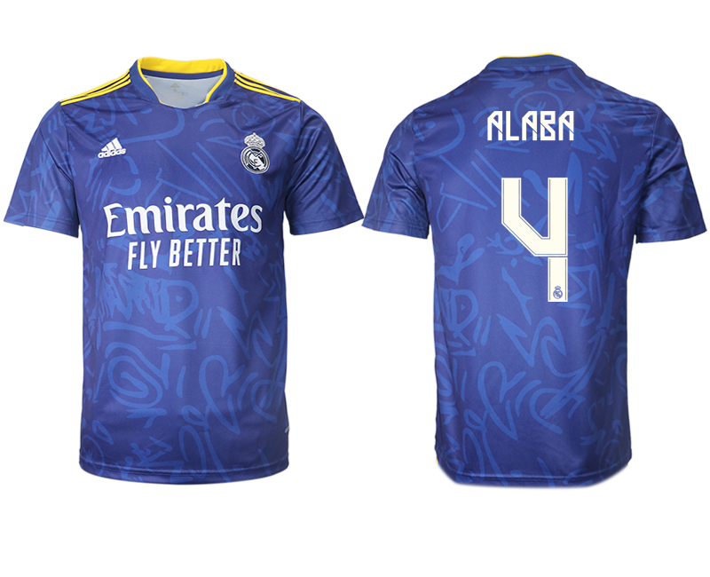 Men 2021-2022 Club Real Madrid away aaa version blue #4 Soccer Jerseys->real madrid jersey->Soccer Club Jersey